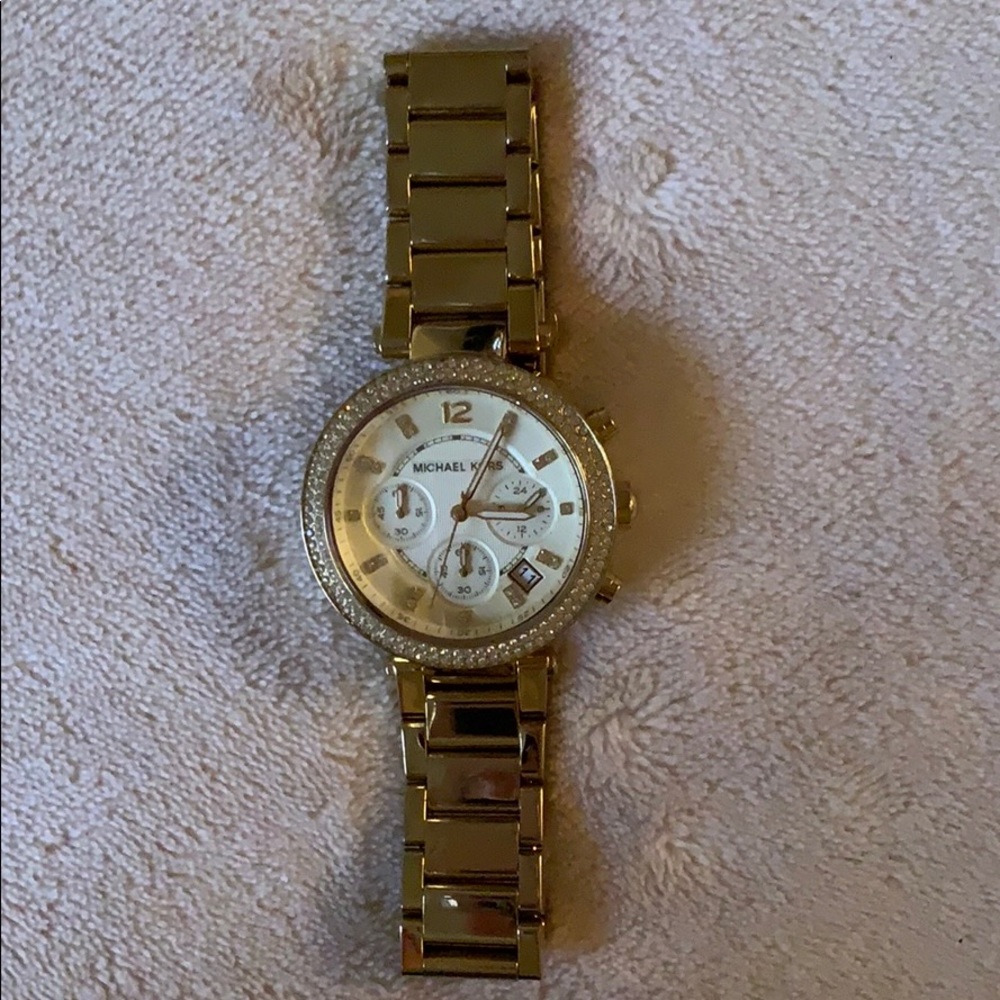 Gold Michael Kors watch with Diamonds